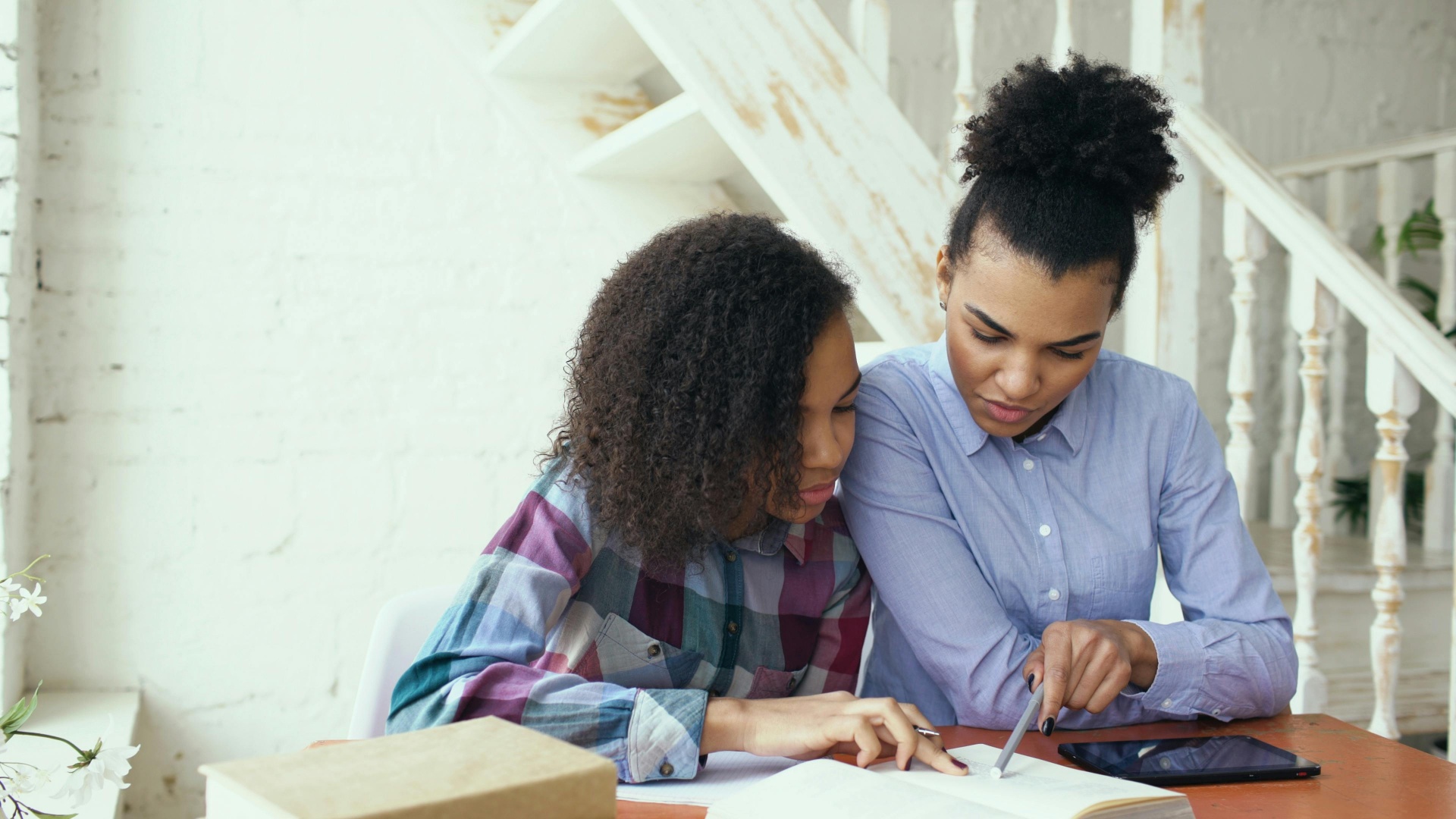Parent supporting child with learning